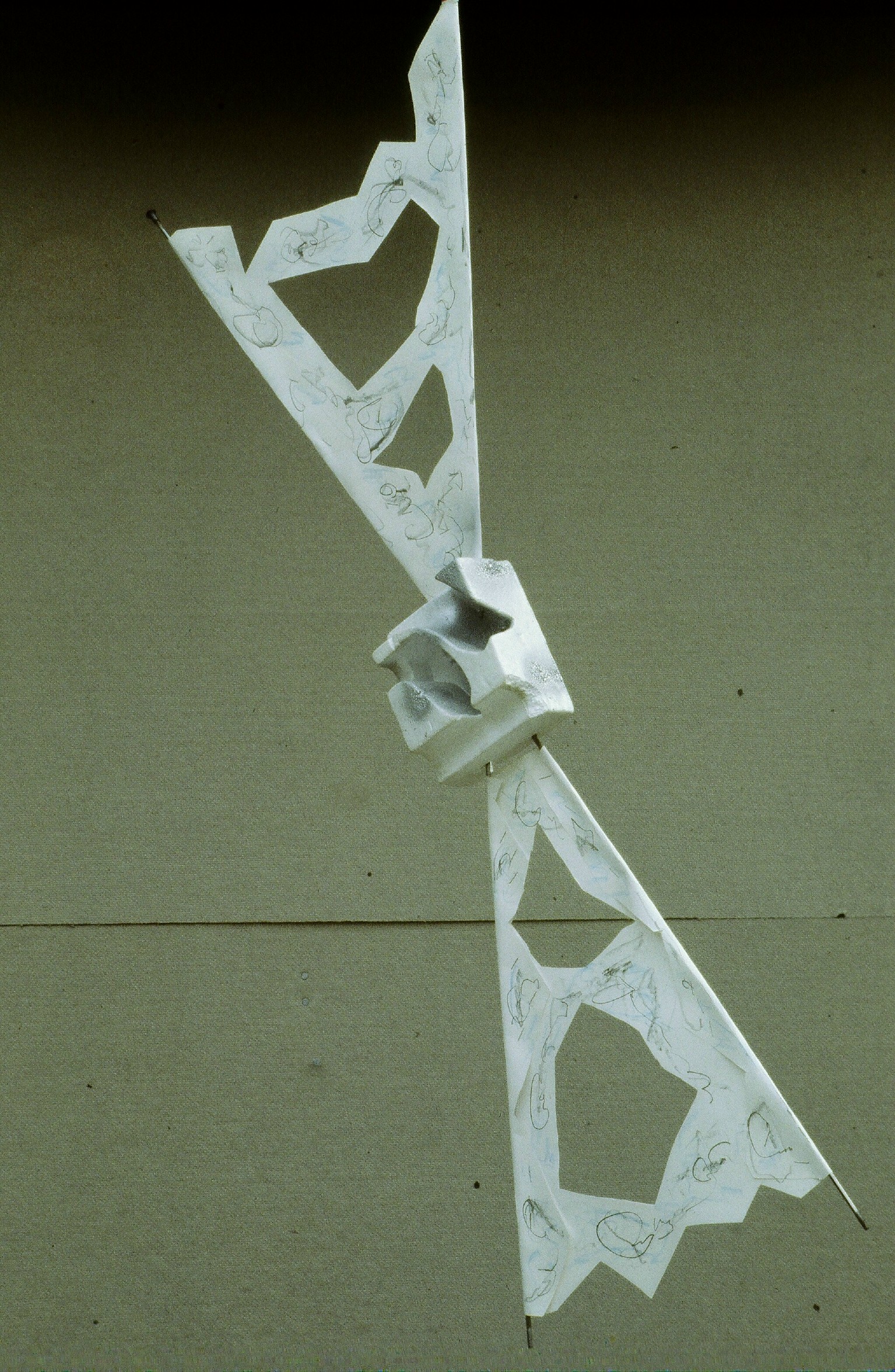 1978; paper, pencil, styrofoam, spray paint and antennas; 60 X 20